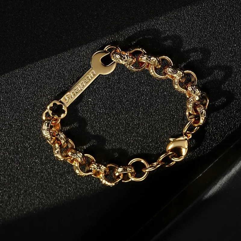 12mm Gold Filled Bonded Spanner Belcher Bracelet 7.5/8 Inch