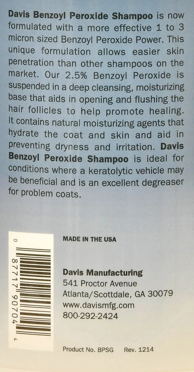 Davis Benzoyl Peroxide Pet Shampoo