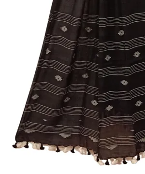 Deep brown handwoven cotton jamdani dupatta