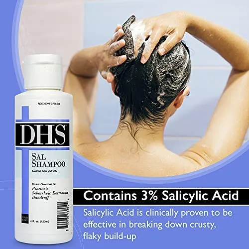 DHS Salicylic Acid 3% Scalp Psoriasis Treatment Shampoo for Dandruff & Seborrheic Dermatitis Relief 4oz