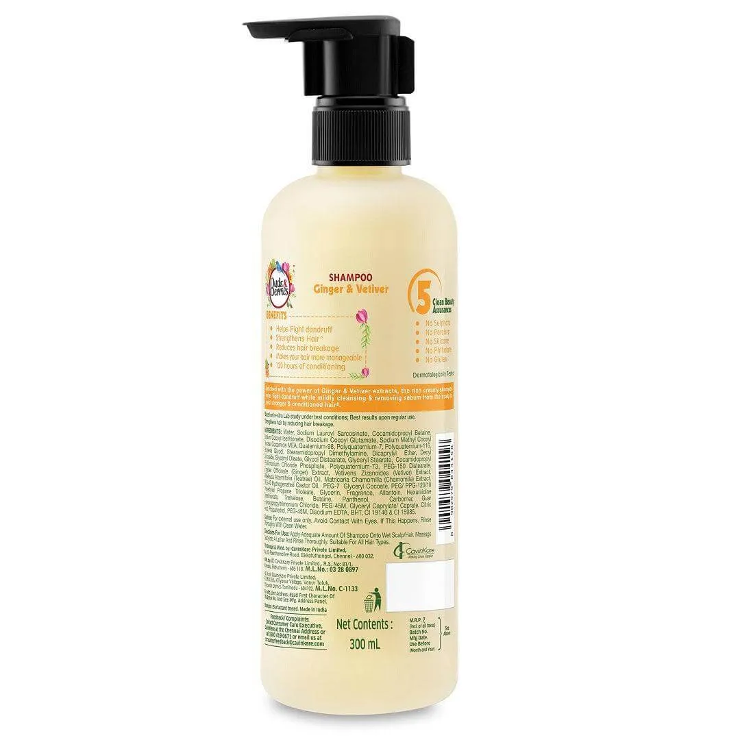 Ginger and Vetiver Anti Dandruff Shampoo - 300 ml | Sulphate and Paraben Free