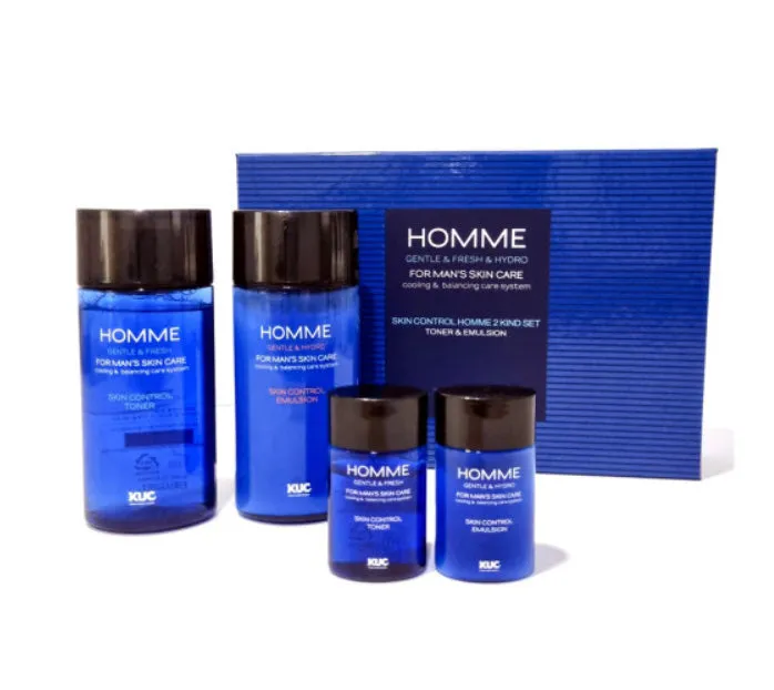 KUC Skin Control Homme 2 Set Skincare For Men Toner Emulsion Moisture Adenosine Elasticity