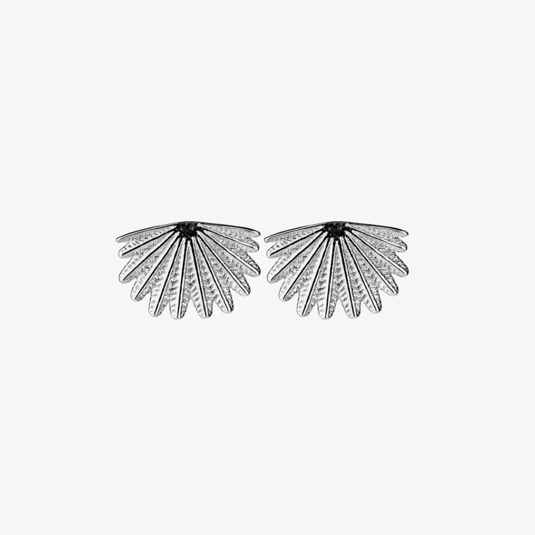 Mini Fan Tail Stud Earrings Silver