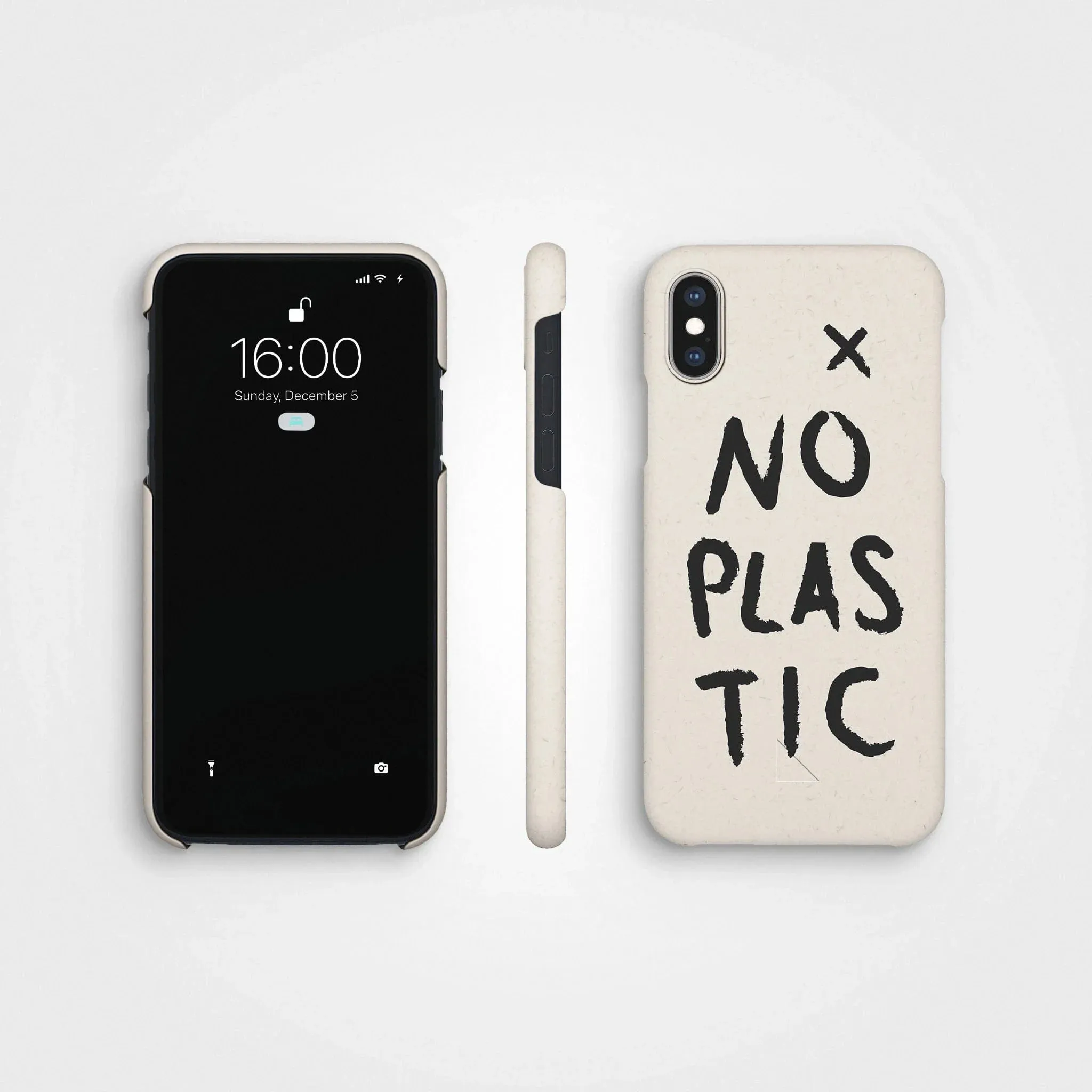 Plant-based phone case, no plastic, black | Vanilla white