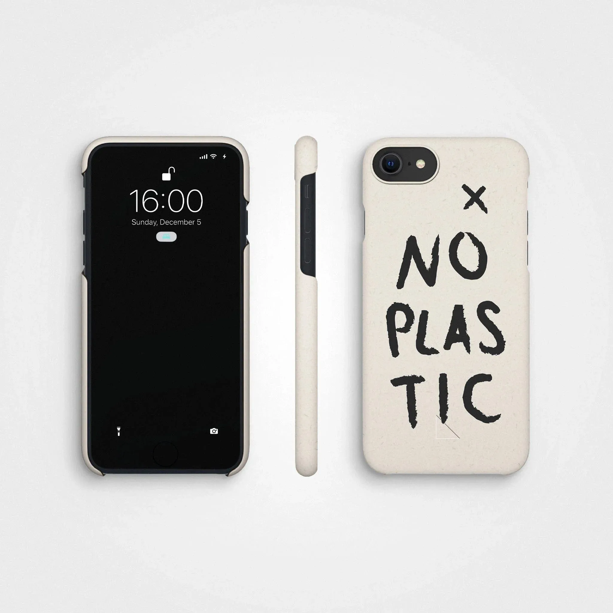 Plant-based phone case, no plastic, black | Vanilla white