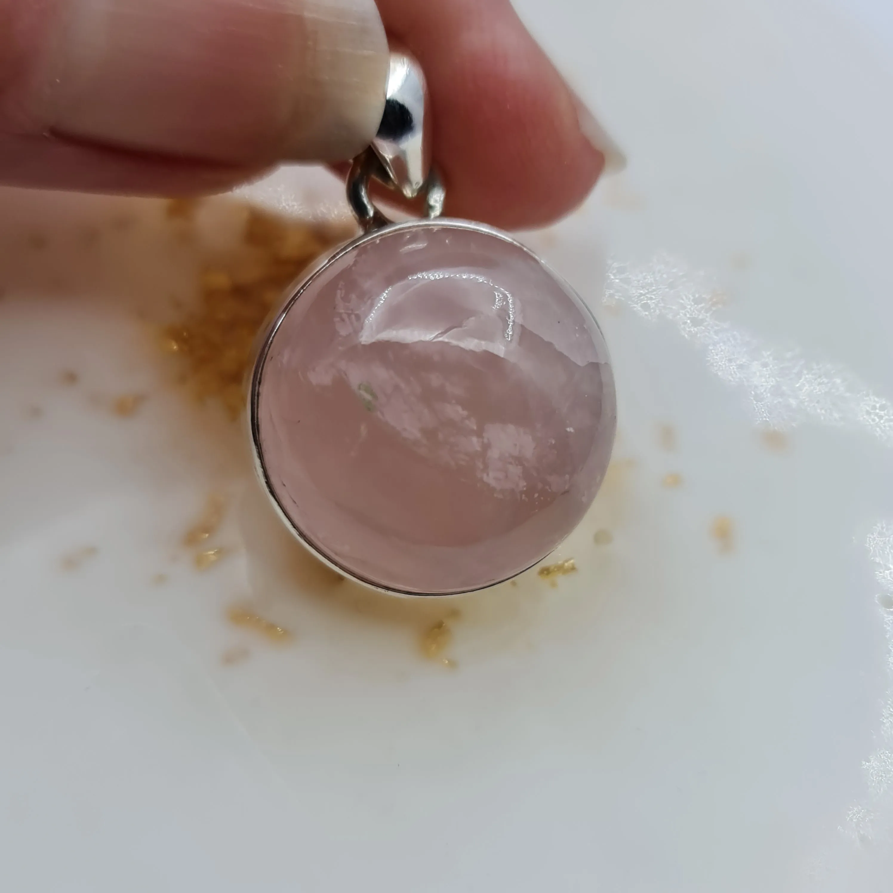 Rose Quartz round Stone pendant